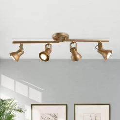 Modern Ceiling Light Head-rotatable 2.4 ft. Iros 4-Light Champagne Gold LED Track Light by Uolfin