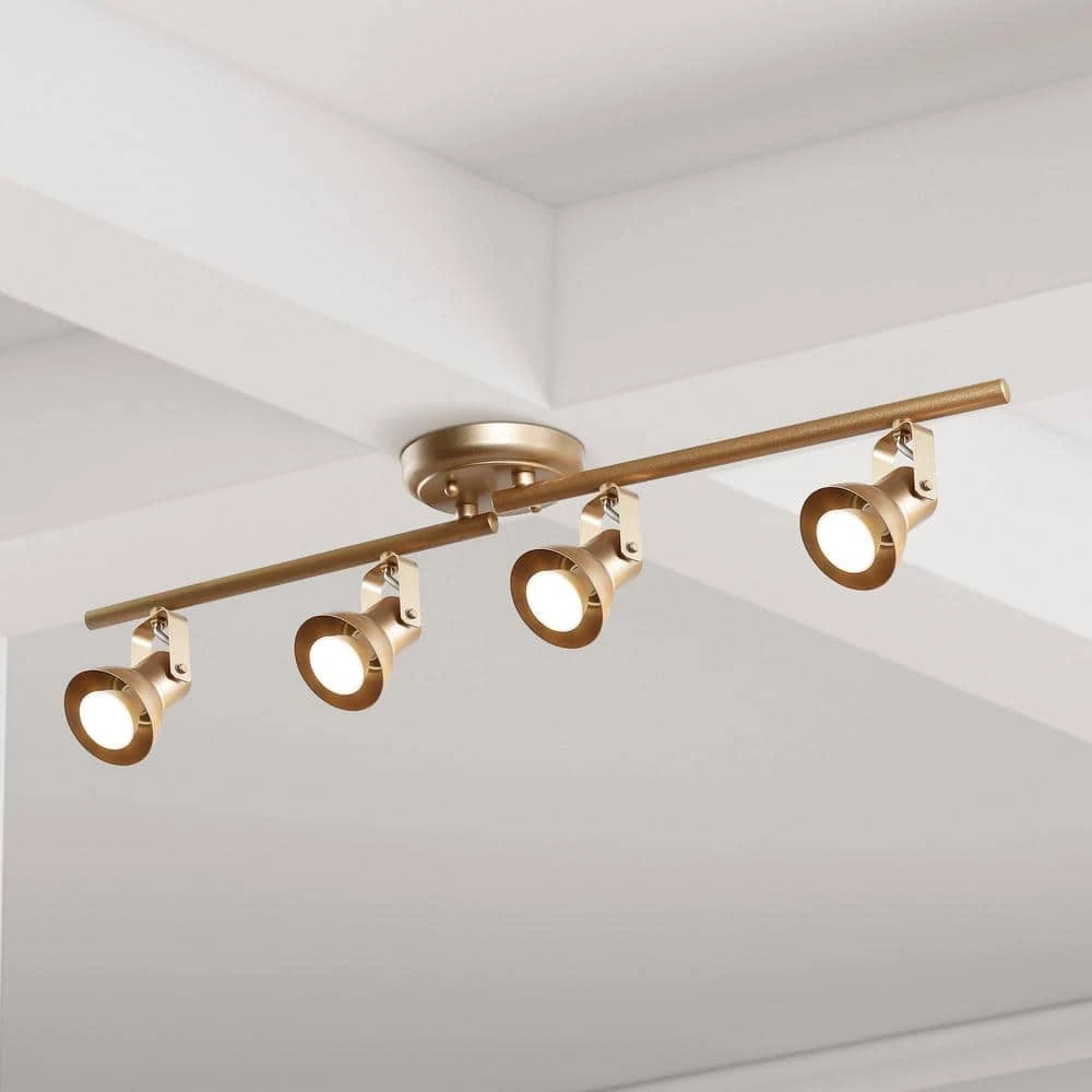 Modern Ceiling Light Head-rotatable 2.4 ft. Iros 4-Light Champagne Gold LED Track Light by Uolfin - Image 4
