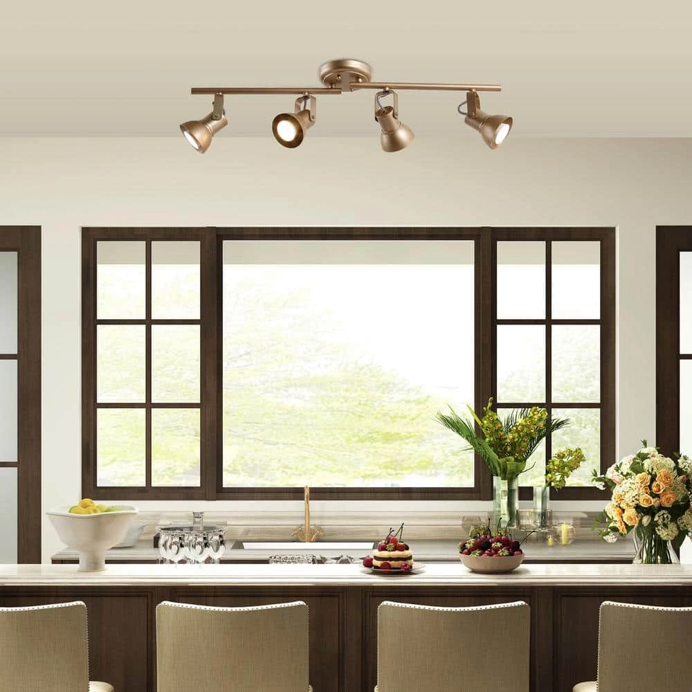 Modern Ceiling Light Head-rotatable 2.4 ft. Iros 4-Light Champagne Gold LED Track Light by Uolfin - Image 2