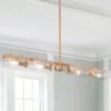 Modern Dining Room Chandelier Light 34.5 in. 4-Light Gold Classic Chandelier Lighting with Seeded Glass Shade by Uolfin