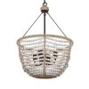 4-Light Farmhouse Rustic Brown Bowl Chandelier with Wood Beads by Uolfin