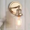 Modern Gold Bedroom Wall Lights 1-Light Bell Bathroom Vanity Lighting with Clear Glass Shade by Uolfin