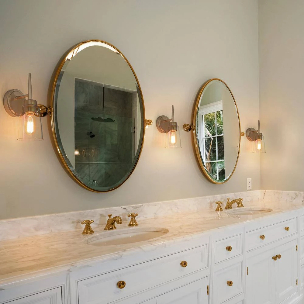 Modern Kitchen Wall Light, Dule 1-Light Gold Wall Sconce Bathroom Vanity Light with Cylinder Clear Glass Shade by Uolfin - Image 3