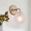 Modern Globe Gold Wall Sconce Lighting, 1-Light Bathroom Vanity Light with White Frosted White Shade by Uolfin