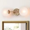 Gold Wall Sconce Light, 2-Light Modern Farmhouse Globe Bathroom Vanity Light Fixture with Frosted Glass Shades by Uolfin