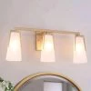 22 in. Modern Farmhouse Gold Bathroom Vanity Light, 3-Light Wall Sconces Lighting with Bell Frosted Glass Shades by Uolfin