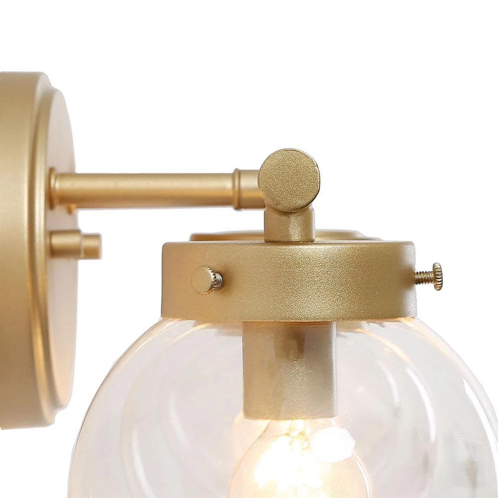 Modern Gold Bathroom Vanity Light, 3-Light Farmhouse Powder Room Globe Vanity Wall Light with Clear Glass Shades by Uolfin - Image 6