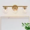 Modern Gold Bathroom Vanity Light, 3-Light Farmhouse Powder Room Globe Vanity Wall Light with Clear Glass Shades by Uolfin