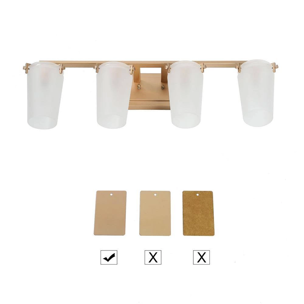 28 in. Modern Farmhouse Bathroom Vanity Light, 4-Light Contemporary Gold Wall Sconces with Bell Frosted Glass Shades by Uolfin - Image 9