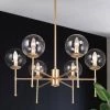 Modern Gold Dining Room Chandelier Light Naomi 6-Light Sputnik Chandelier for Kitchen Island with Seeded Glass Shades by Uolfin