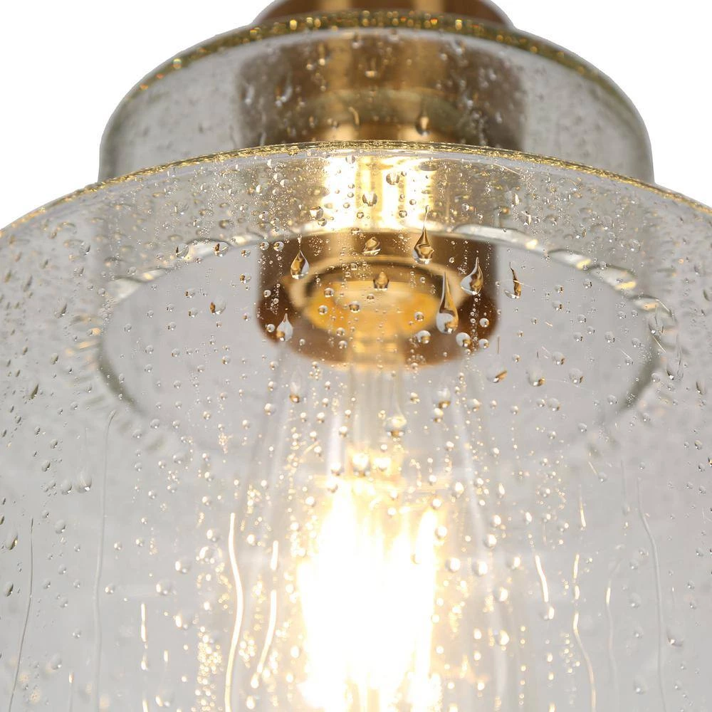 Modern Gold Bedroom Pendant Light, 1-Light Black Dining Room Island Hanging Pendant Light with Raindrops Glass Shade by Uolfin - Image 6