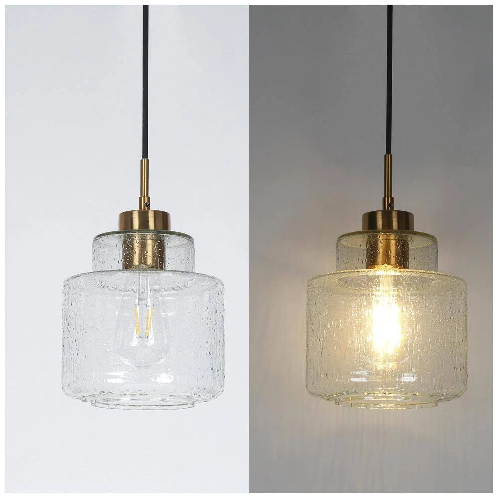 Modern Gold Bedroom Pendant Light, 1-Light Black Dining Room Island Hanging Pendant Light with Raindrops Glass Shade by Uolfin - Image 10