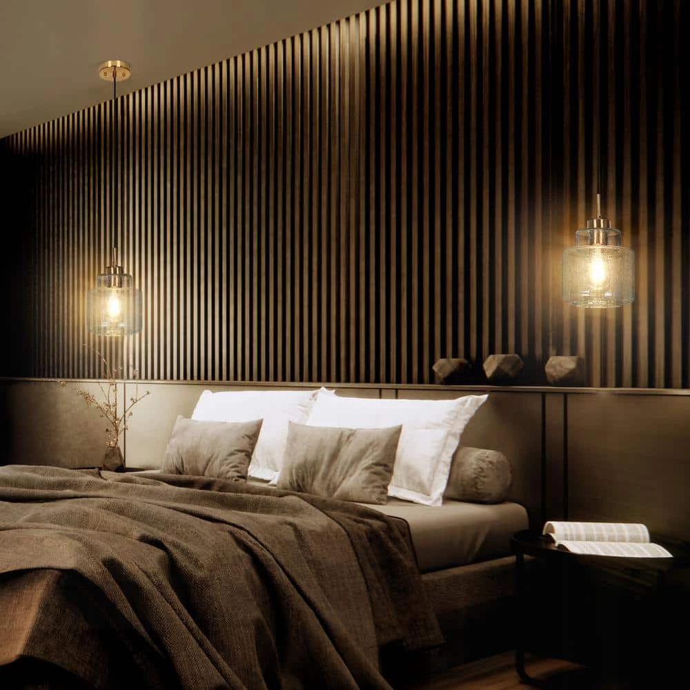 Modern Gold Bedroom Pendant Light, 1-Light Black Dining Room Island Hanging Pendant Light with Raindrops Glass Shade by Uolfin - Image 9