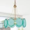 Modern Farmhouse Drum Island Chandelier Light, 3-Light Blue amd Gold Coastal Luxury Chandelier Pendant Light by Uolfin