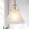Modern Dome Kitchen Island Pendant Lighting 1-Light Gold Bell Pendant Light with Frosted Glass Shade by Uolfin