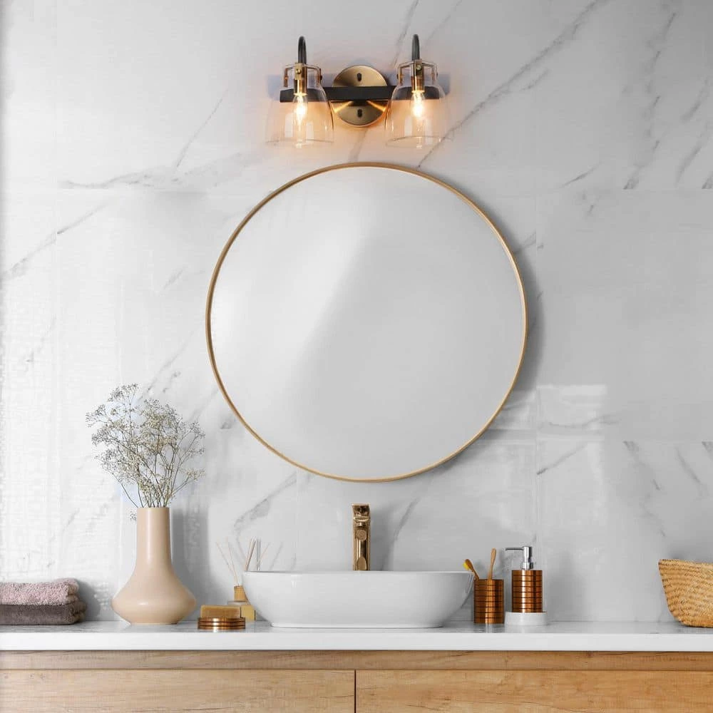 Modern Bathroom Vanity Light, 2-Light Gold and Black Wall Sconce with Clear Glass Shades by Uolfin - Image 3
