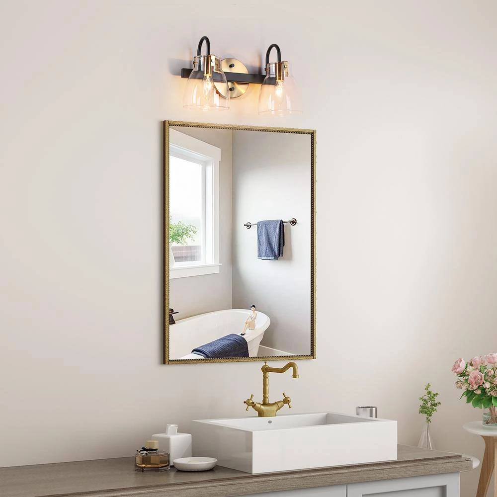 Modern Bathroom Vanity Light, 2-Light Gold and Black Wall Sconce with Clear Glass Shades by Uolfin - Image 7