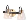 Modern Bathroom Vanity Light, 2-Light Gold and Black Wall Sconce with Clear Glass Shades by Uolfin