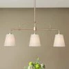 Modern Farmhouse Gold Bedroom Chandelier, 25 in. 3-Light Kitchen Island Linear Pendant Light with Fabric Shade by Uolfin