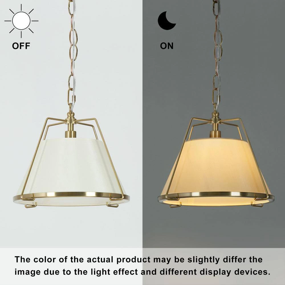 Modern Copper Gold Pendant Light, 1-Light Brass Bowl Island Pendant Light with Fabric Shade by Uolfin - Image 7