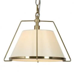 Modern Copper Gold Pendant Light, 1-Light Brass Bowl Island Pendant Light with Fabric Shade by Uolfin