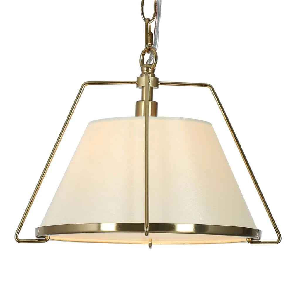 Modern Copper Gold Pendant Light, 1-Light Brass Bowl Island Pendant Light with Fabric Shade by Uolfin