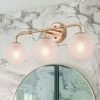 Modern Round Bathroom Vanity Light 3-Light Gold Globe Wall Sconce Light with Frosted Glass Shades by Uolfin