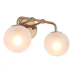 15 in. 2 Light Dark Gold Bathroom Vanity Light with Frosted Glass Shades by Uolfin