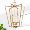 Antique Gold Rectangle Chandelier Light, Quinn 4-Light Modern Geometric Chandelier by Uolfin