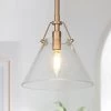 Modern Mini Pendant Light, 1-Light Gold Kitchen Island Pendant Light with Seeded Glass Shade by Uolfin