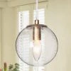Modern Globe Kitchen Island Pendant Light 1-Light Gold Round Pendant Light with Seeded Glass Shade by Uolfin