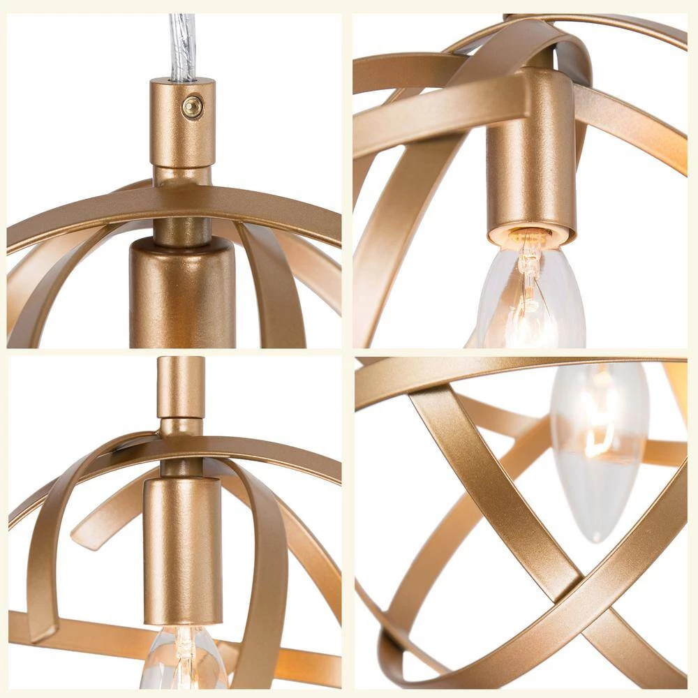 1-Light Gold Globe Island Pendant Light by Uolfin - Image 3