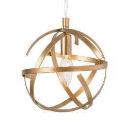 1-Light Gold Globe Island Pendant Light by Uolfin