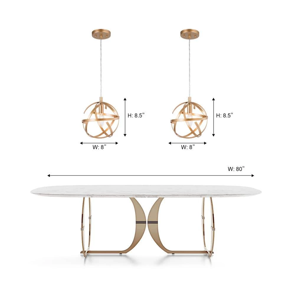 1-Light Gold Globe Island Pendant Light by Uolfin - Image 2