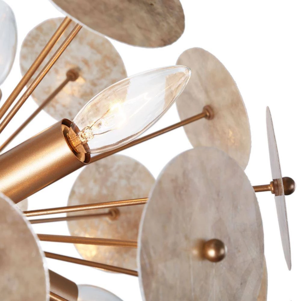 Gold Globe Bedroom Chandelier, 6-Light Modern Farmhouse Living Room Chandelier Light Fixture with Mica Flakes by Uolfin - Image 3