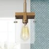 Modern Gold Island Pendant Light, 1-Light Square Bell Pendant Light with Clear Glass Shade by Uolfin