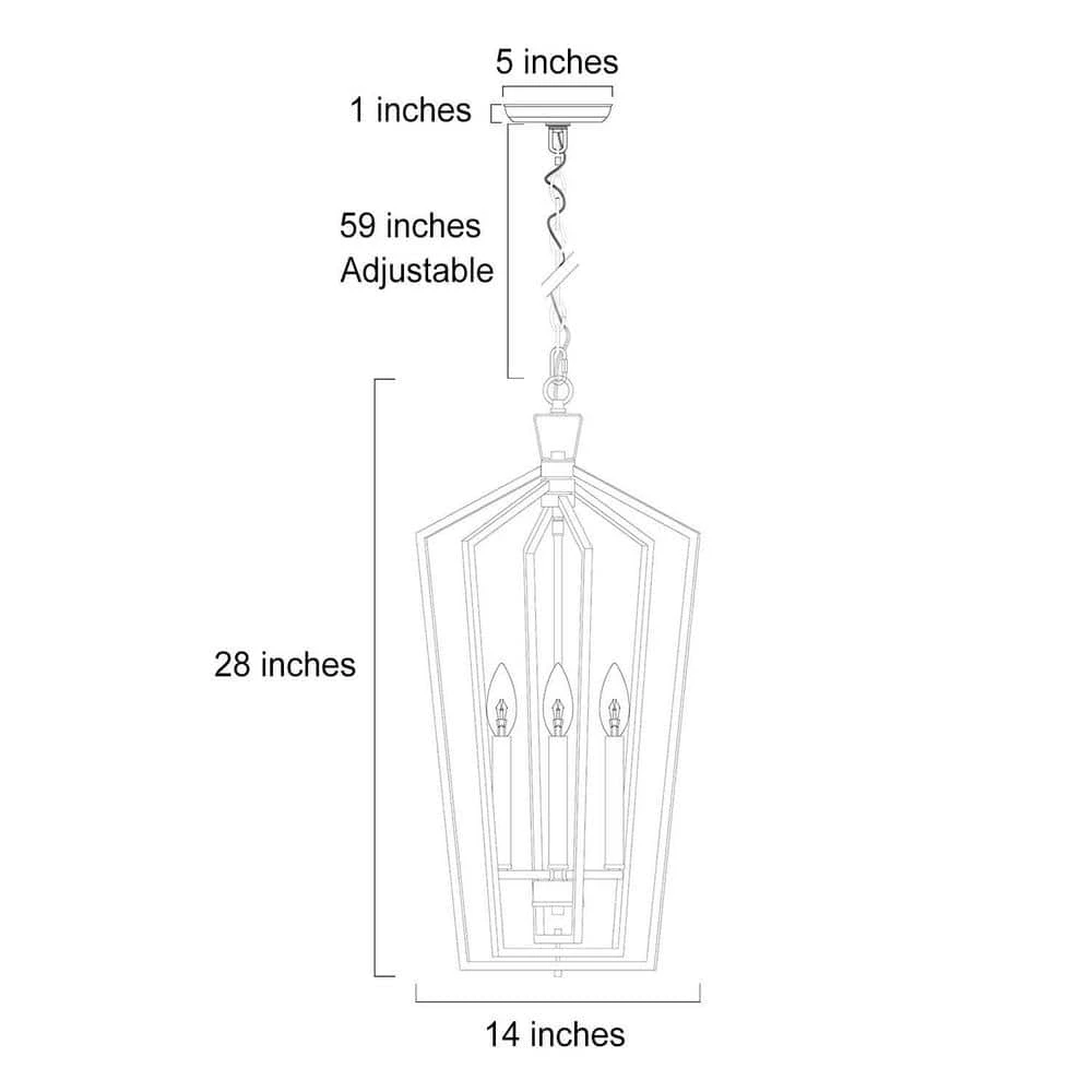 Gold Cage Pendant Light, Modern 4-Light Gold Geometric Dining Room Chandelier with Candle Style by Uolfin - Image 4