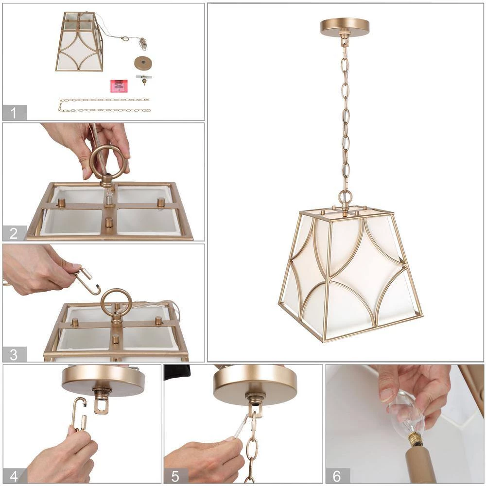 Farmhouse Gold Pendant Light, 4-Light Modern Gold Kitchen Island Chandelier with Fabric Shade by Uolfin - Image 5