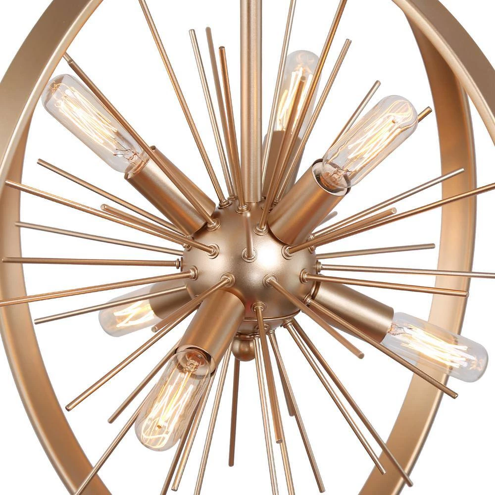 Gold Globe Kitchen Chandelier, 6-Light Modern Sputnik Circle Chandelier Lighting by Uolfin - Image 5