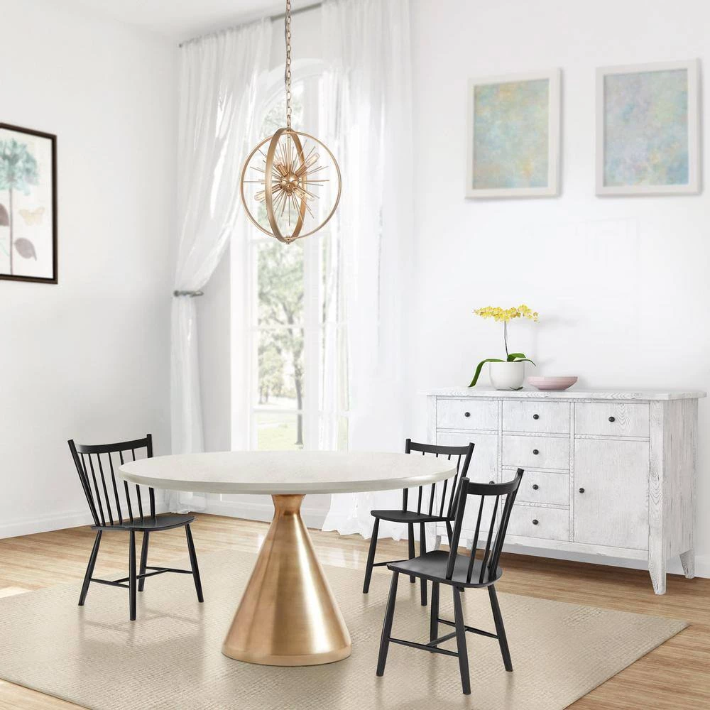 Gold Globe Kitchen Chandelier, 6-Light Modern Sputnik Circle Chandelier Lighting by Uolfin - Image 3