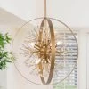 Modern Transitional Island Chandelier Light, 4-Light Gold Farmhouse Globe Round Pendant Hanging Light with Crystal Beads by Uolfin