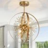 Modern Transitional Semi-Flush Mount Light, 4-Light Gold Farmhouse Globe Globe Island Ceiling Light with Crystal Beads by Uolfin