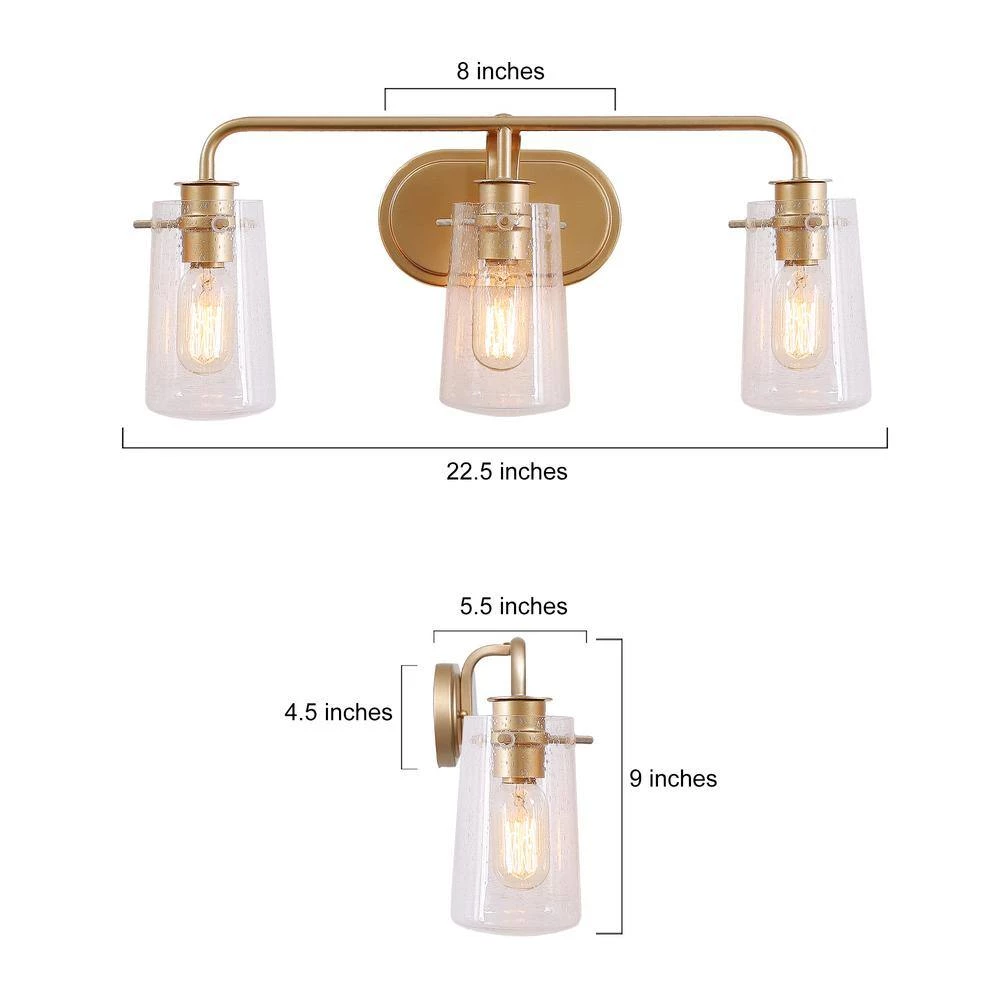 22.5 in. 3-Light Gold Bathroom Vanity Light by Uolfin - Image 3