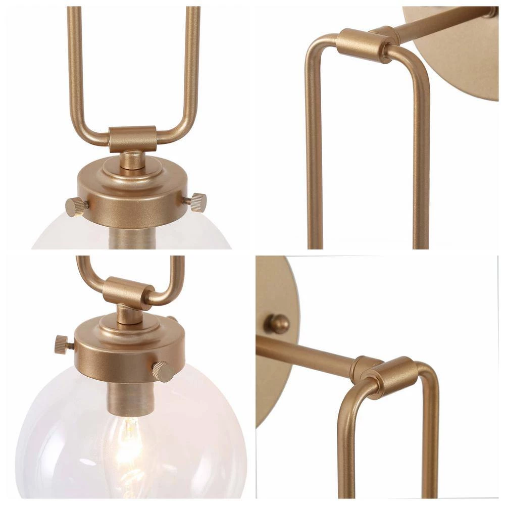 1-Light Gold Wall Sconce Light with Clear Glass Shade by Uolfin - Image 3