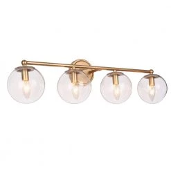 29.5 in. 4-Light Gold Vanity Light with Clear Glass Shades by Uolfin