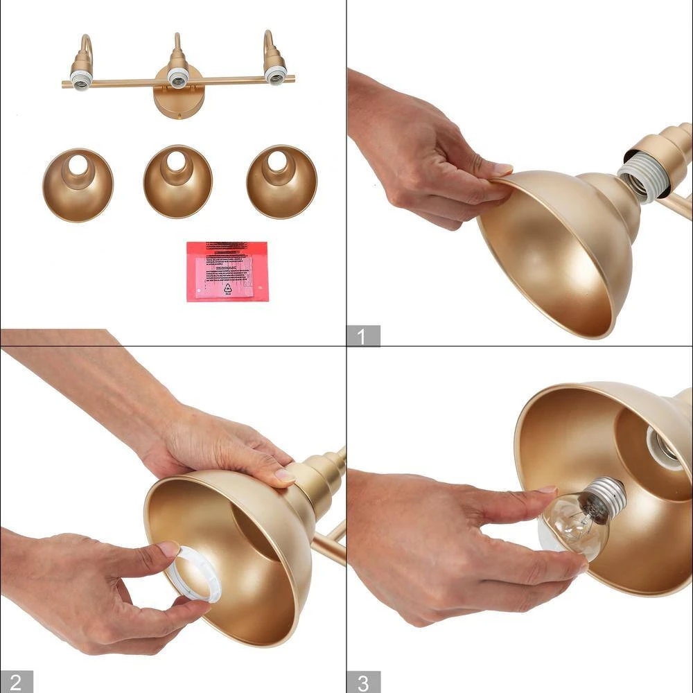 Modern Bell Bathroom Vanity Light 3-Light Brass Gold Round Wall Light with Metal Shades by Uolfin - Image 6