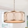 3-Light Gold Cage Chandelier with Fabric Shade by Uolfin