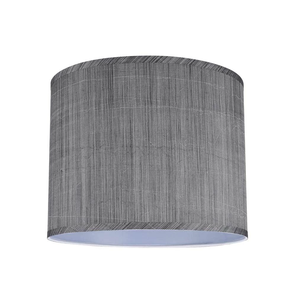 14 in. x 11 in. Grey and Black and Striped Pattern Hardback Drum/Cylinder Lamp Shade by ASPEN Creative CORPORATION:Aspen Creative Corporation - Image 2