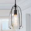 Modern Black Bedroom Pendant Light, Cali 1-Light Farmhouse Dining Room Mini Pendant Light with Seeded Glass Shade by Uolfin