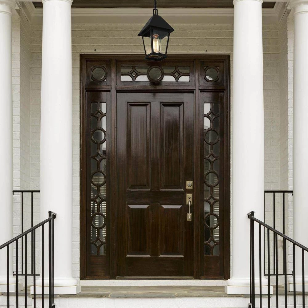 Modern Farmhouse Black Metal Outdoor Hanging Lights, 1-Light Classic Outdoor Pendant Light with Seeded Glass Shade by Uolfin - Image 7